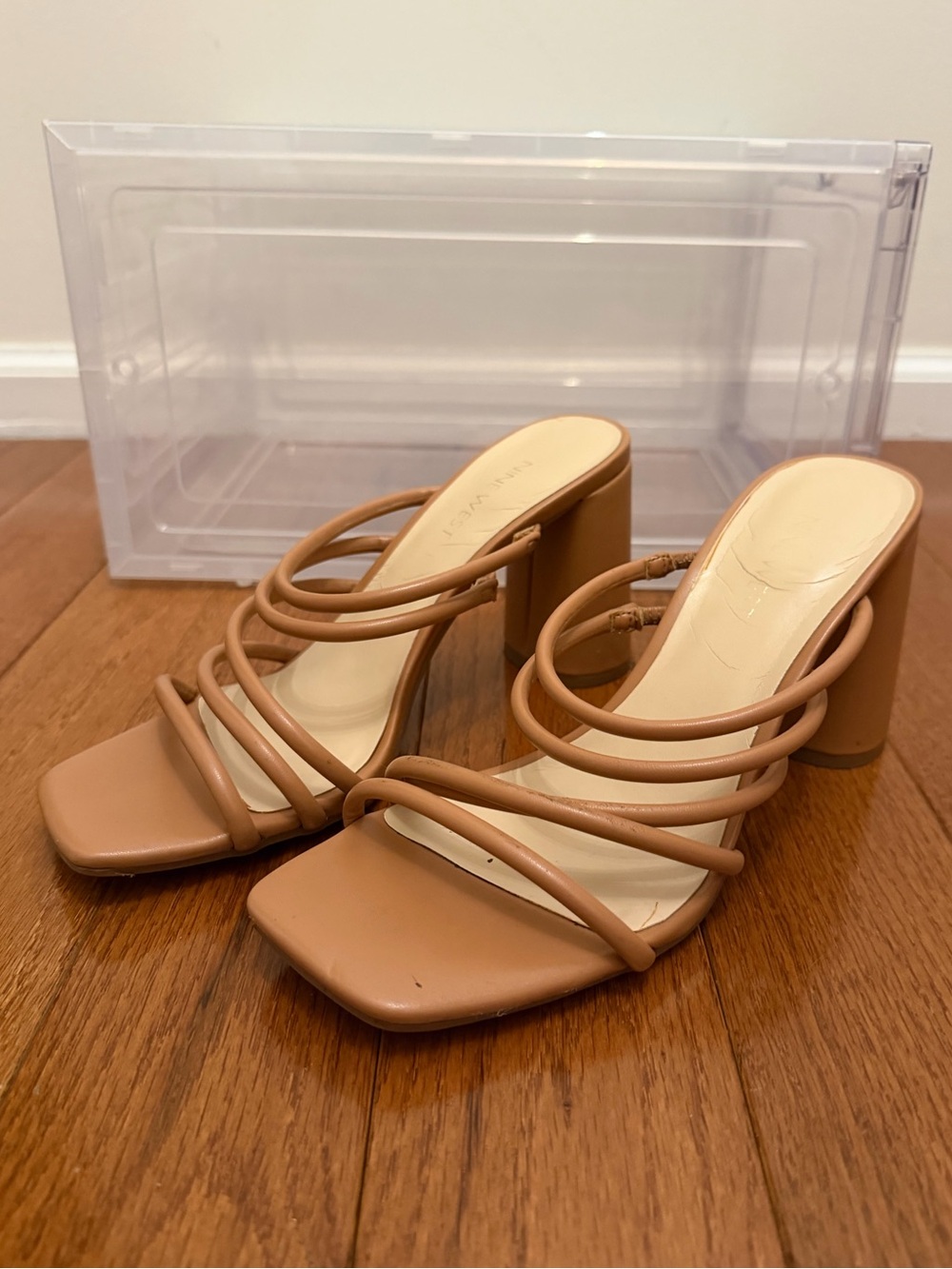 Nine West Strappy Nude Block Heel Sandals